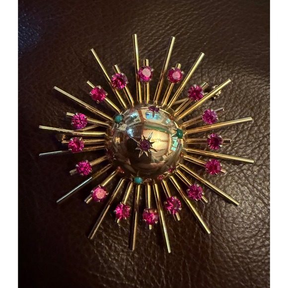 Coro Jewelry - Coro Pegasus 10k Gold & Ruby Atomic Sputnik Brooch 15 Grams